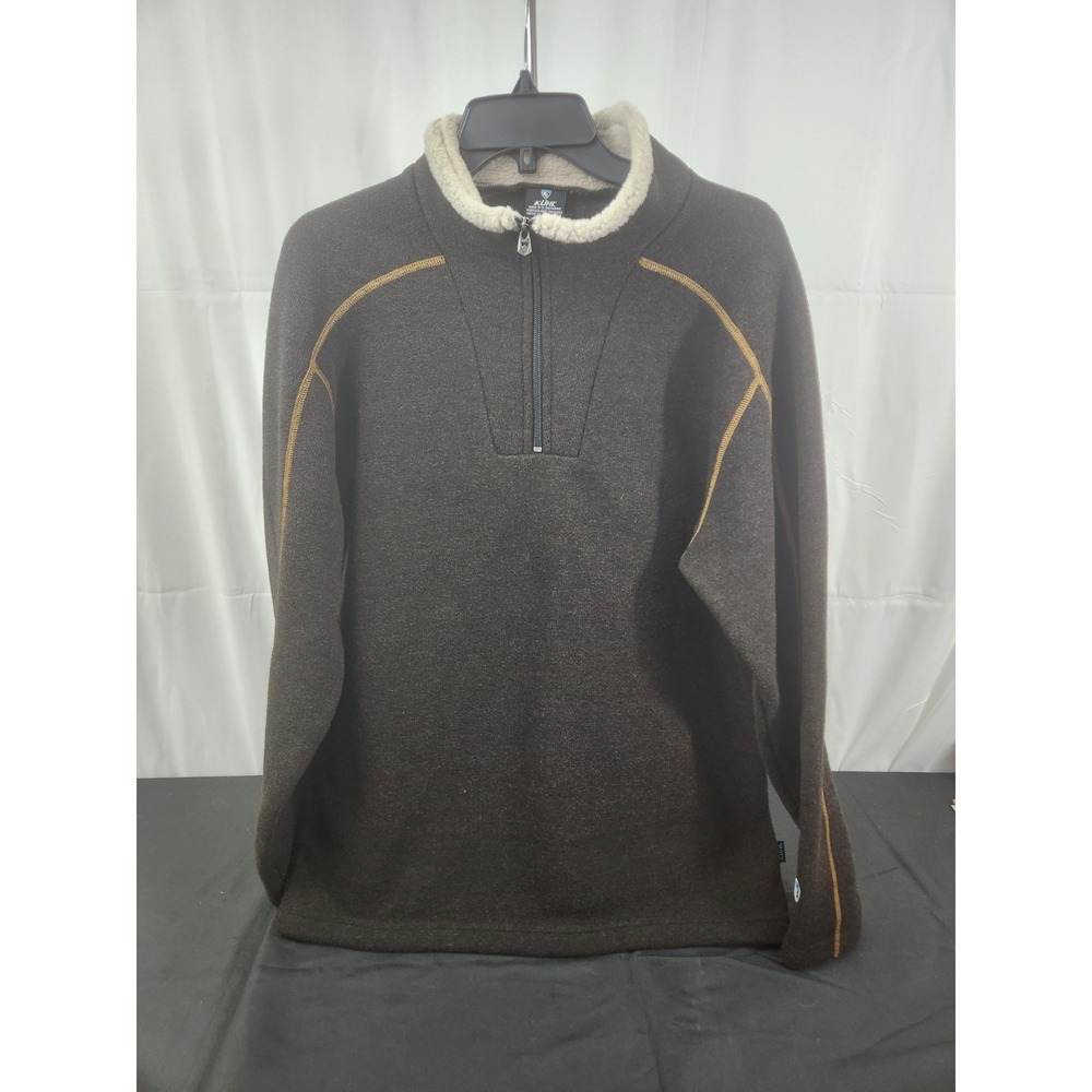 Kuhl Europa Sweater Mens L Brown Outdoor Hiking Long Sleeve 1/4 Zip Pullover‎